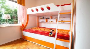 Doppelstockbett im Kinderzimmer, im Ferienhaus Rhönblick in Hilders
